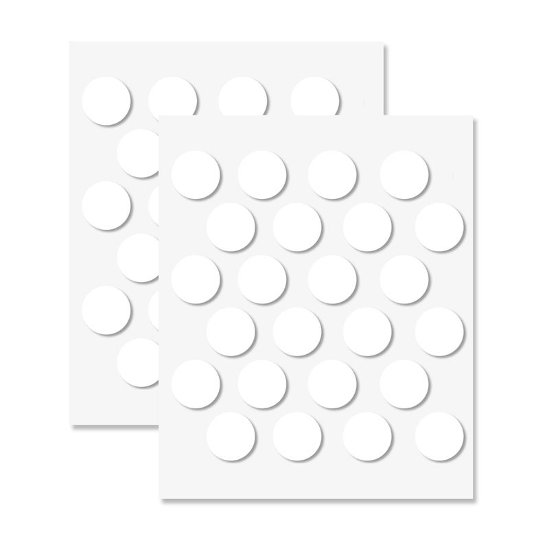 UNMAR White Self-Adhesive Screw Hole Stickers - 48 pcs. 0.79 inch / 20 mm Peel Stick Dust Proof Tape, Water Resistance PVC Caps for Wood Cabinets, Furniture, Drawer, Wardrobe, Kitchen, Table - Image 1